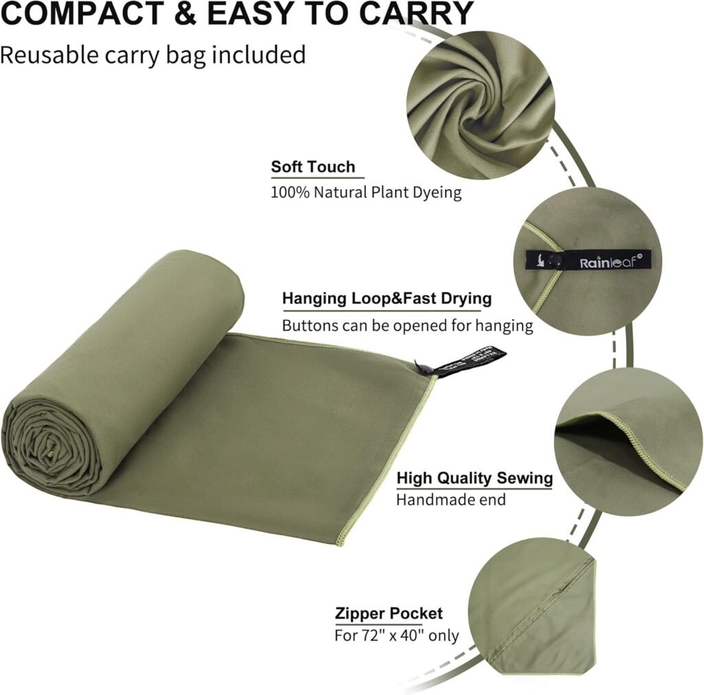 Rainleaf Microfiber Towel Review : Quick Dry, Compact, Perfect for Camping, Travel & Gym in 2026. 2 microfiber towel in action
