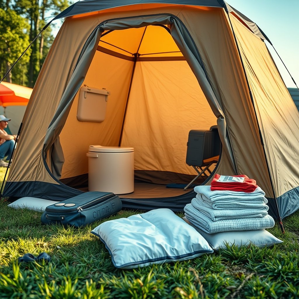 privacy tent in action