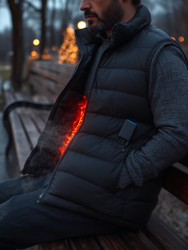 ORORO Men's Lightweight Heated Vest With USB-C Rechargeable Battery – Classic Puffer Heated Vest for All-Day Warmth 2 heated vest in action