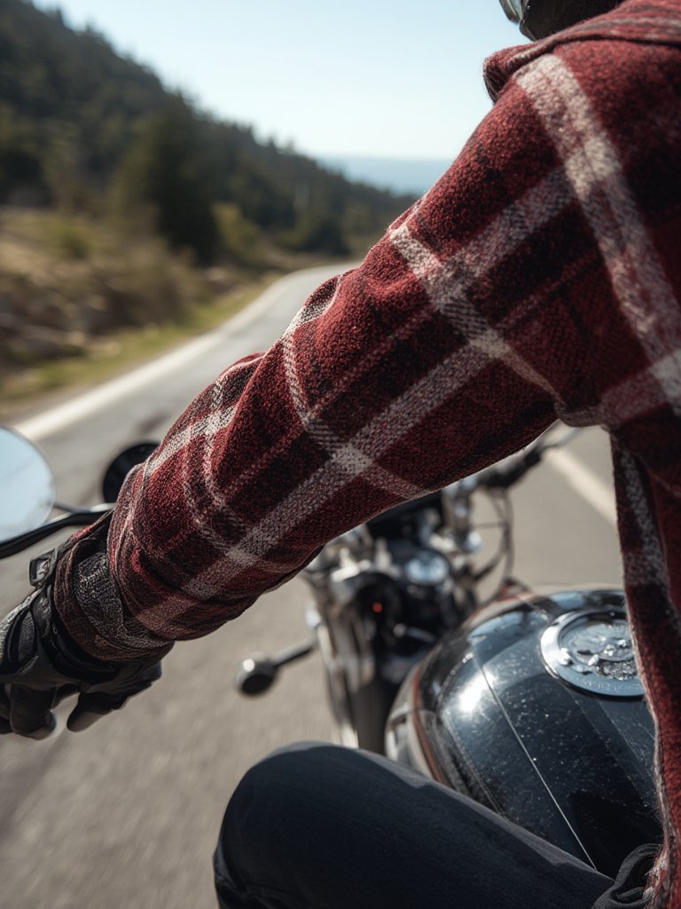 Milwaukee Leather Armored Flannel – Men's Checkered Shirt With Aramid DuPont Fibers for Superior Protection 2 armored flannel in action