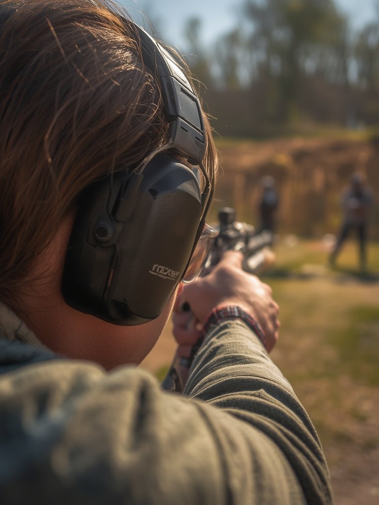 electronic earmuffs in action
