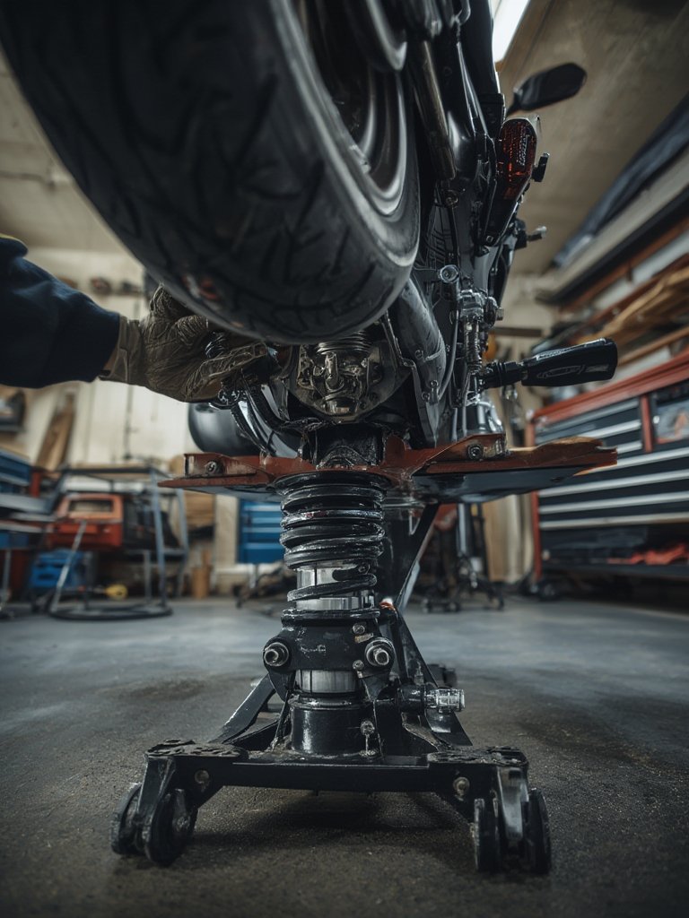 motorcycle jack in action