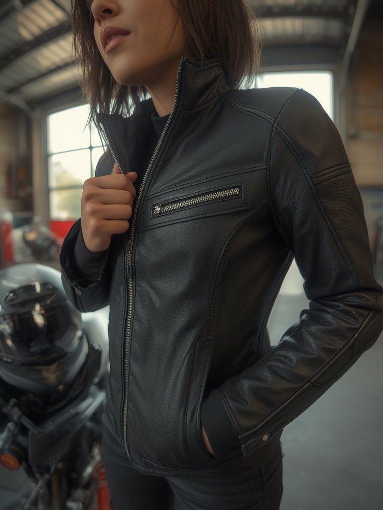 Milwaukee Leather Black Armored Textile Motorcycle Jacket for Women – All Season, Removable Liner, Protective 1 motorcycle jacket in action