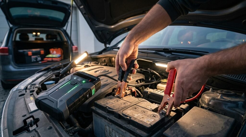 jump starter in action