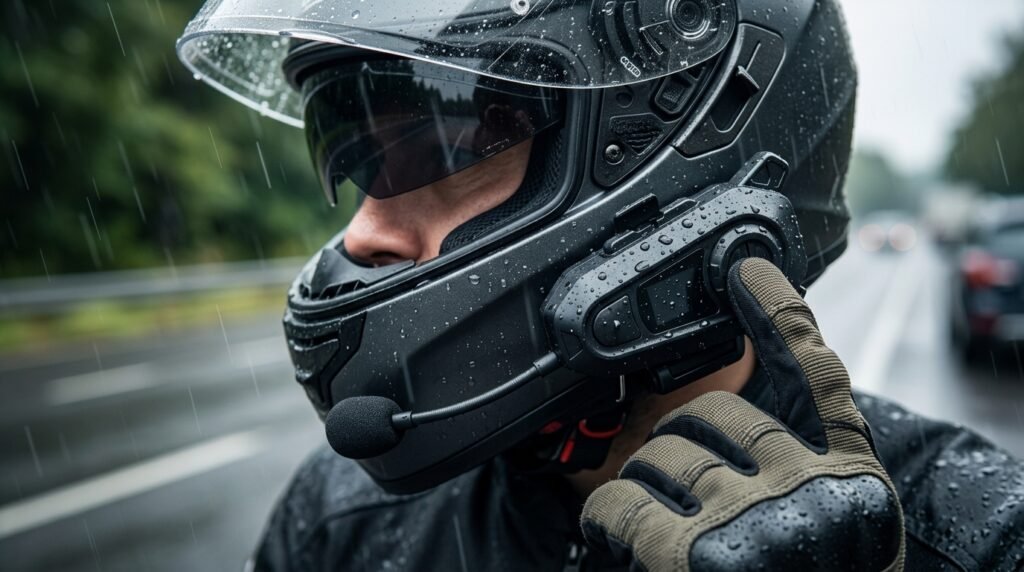 Cardo Systems Spirit HD Motorcycle Headset Review: Clear 2-Way Bluetooth, Thin 40mm Speakers, Waterproof, Universal 2 motorcycle headset in action