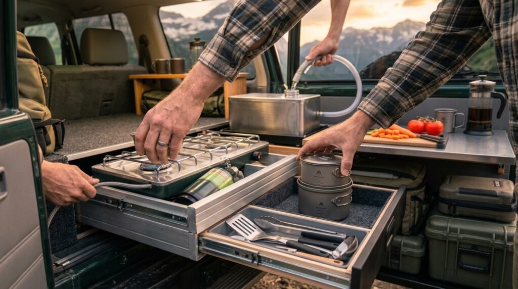 Compact Overland Kitchen Setup : 7 Smart Tips For Small Vehicles. 3 compact overland kitchen setup - Illustration 2