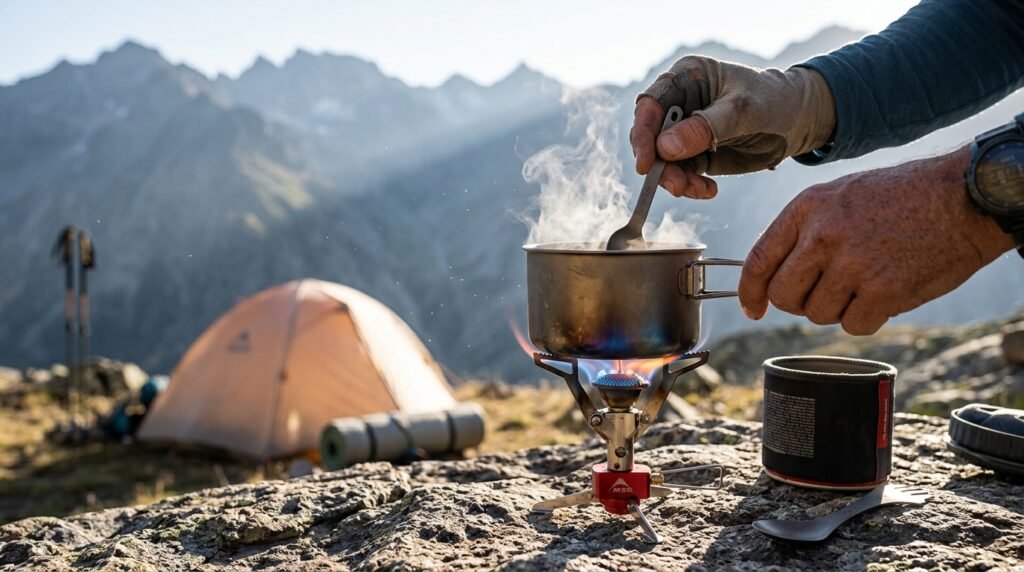 camping stove in action