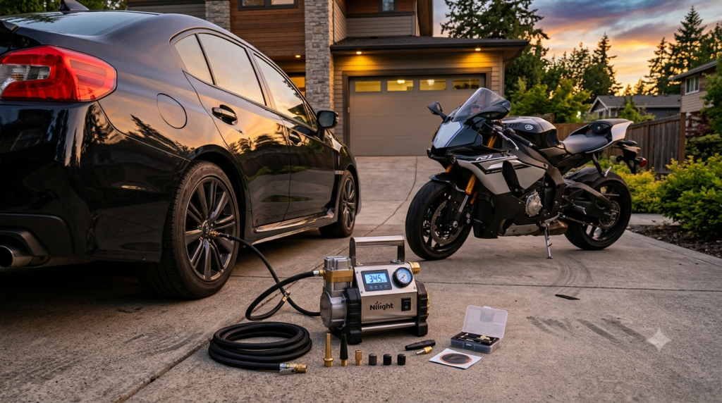 Nilight Tire Inflator – Digital Pressure Gauge, 250 PSI, Heavy Duty Air Chuck, Quick Connect, for Cars & Motorcycles 1 tire inflator