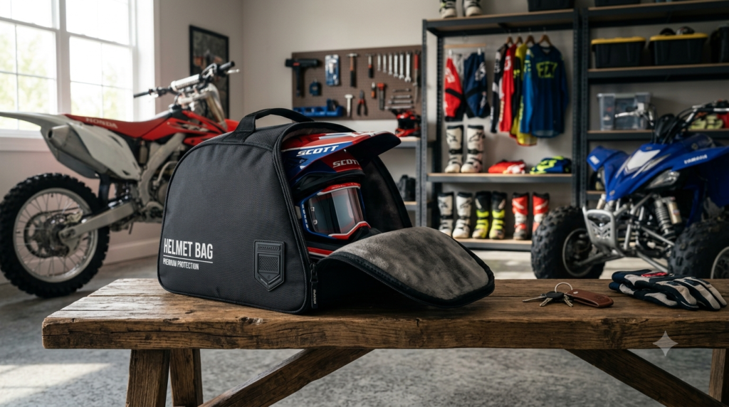 Raider BCS-8B Deluxe Helmet Bag – Durable Black Nylon Motorcyle MX Bag, Medium Size for Secure Storage 1 helmet bag product view