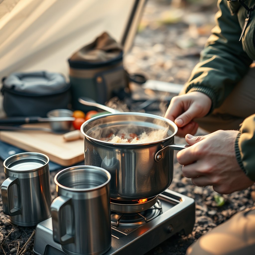 camping cookware in action