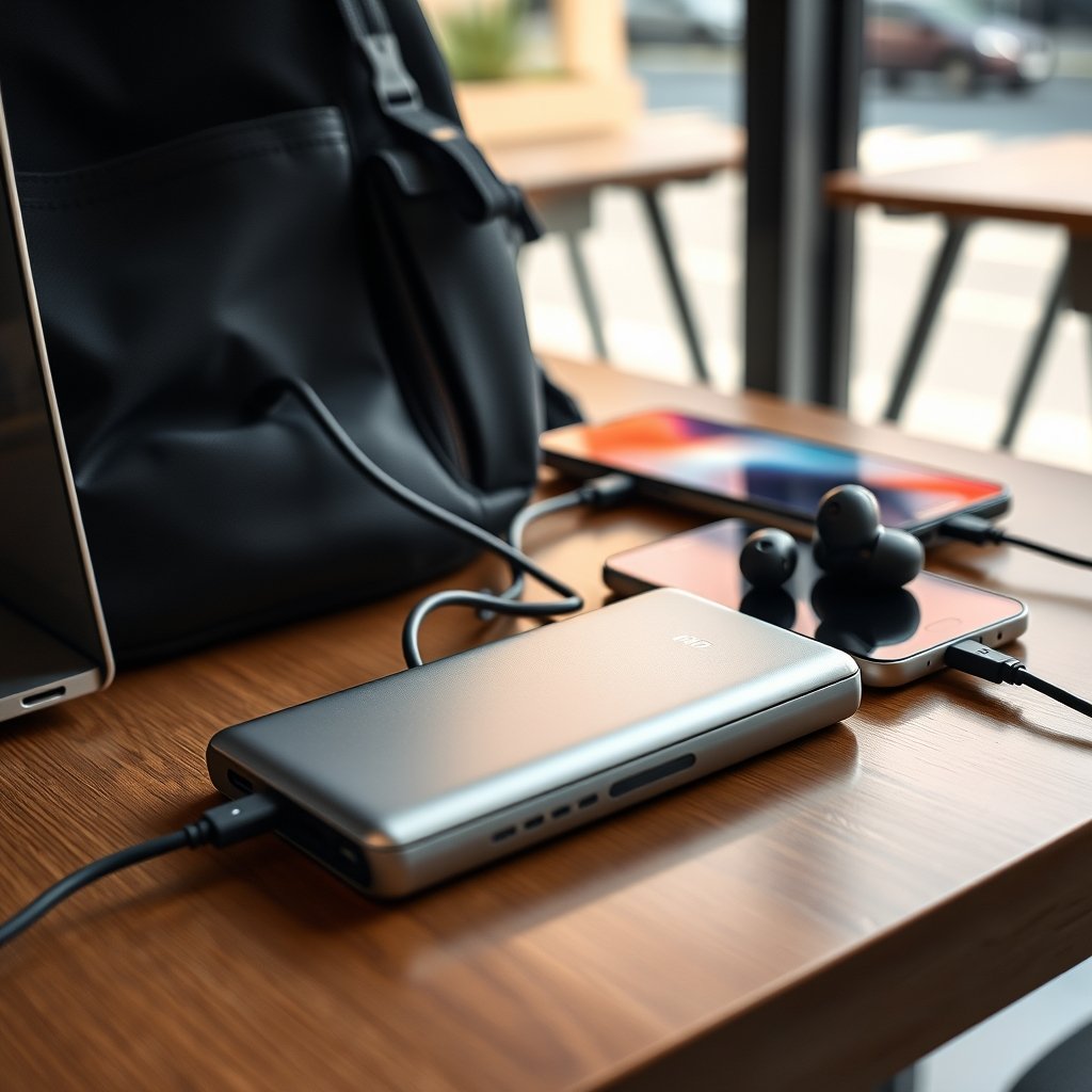 Amazon Basics Portable Charger Review: High-Capacity 20,000mAh Power Bank With 3-Port Output For All-Day Power 2 portable charger in action