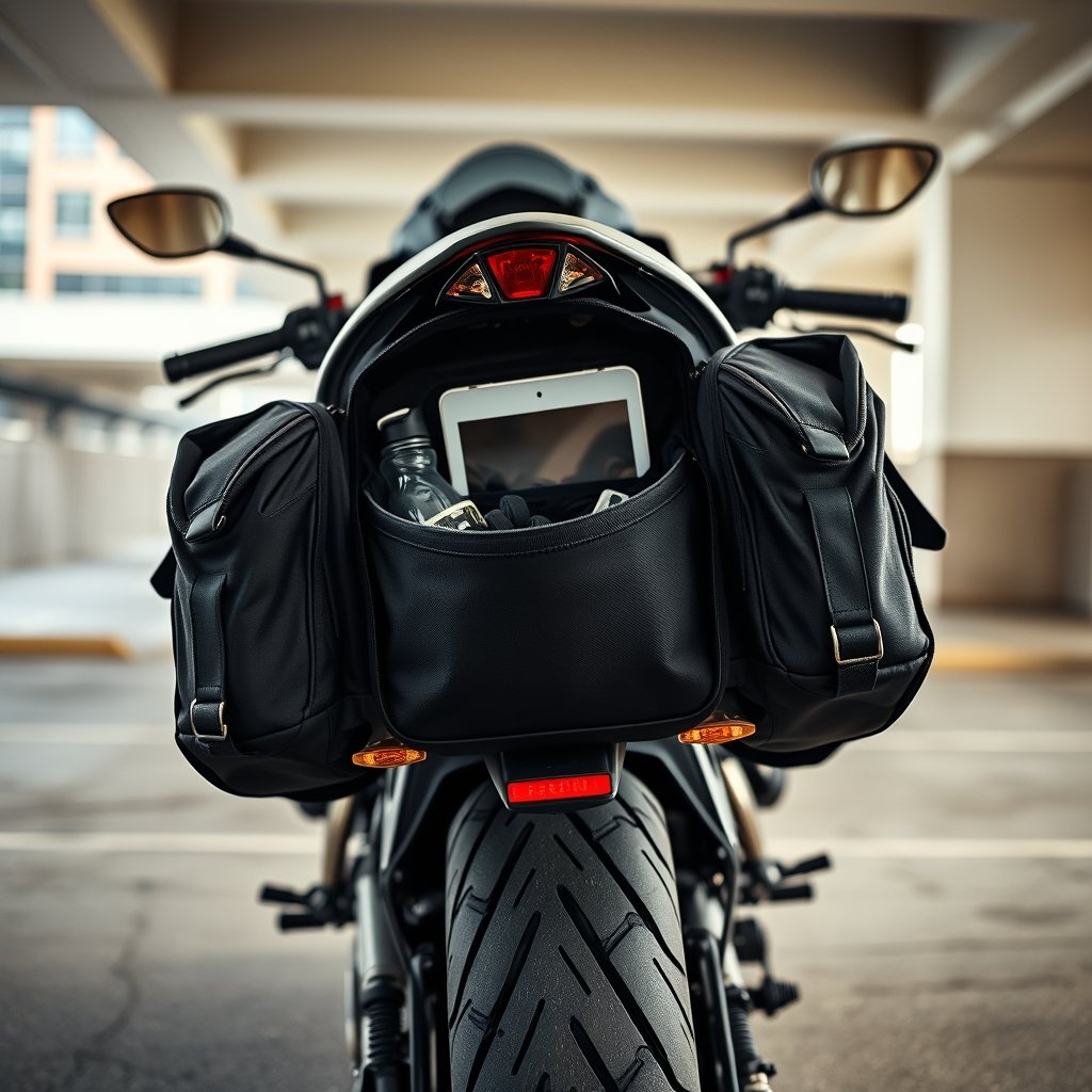 motorcycle luggage in action