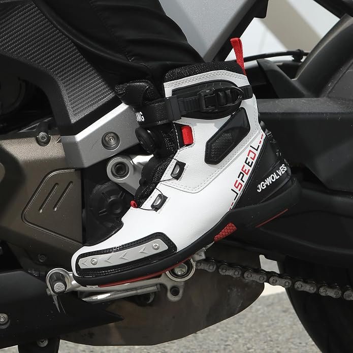 motorcycle shoes in action