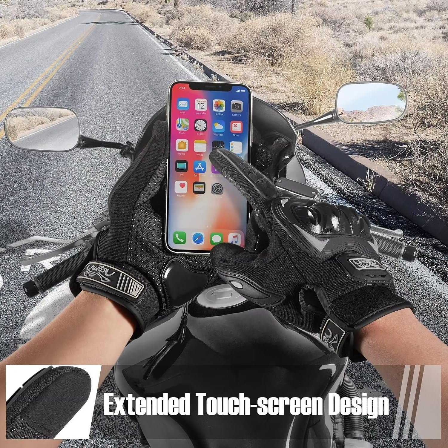 motorcycle gloves in action