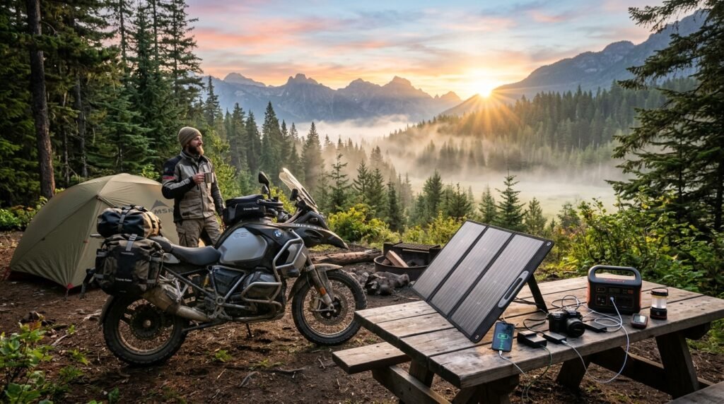 Motorcycle Camping Solar Charger: 7 Smart Tips To Stay Powered 2 motorcycle camping solar charger - Illustration 1
