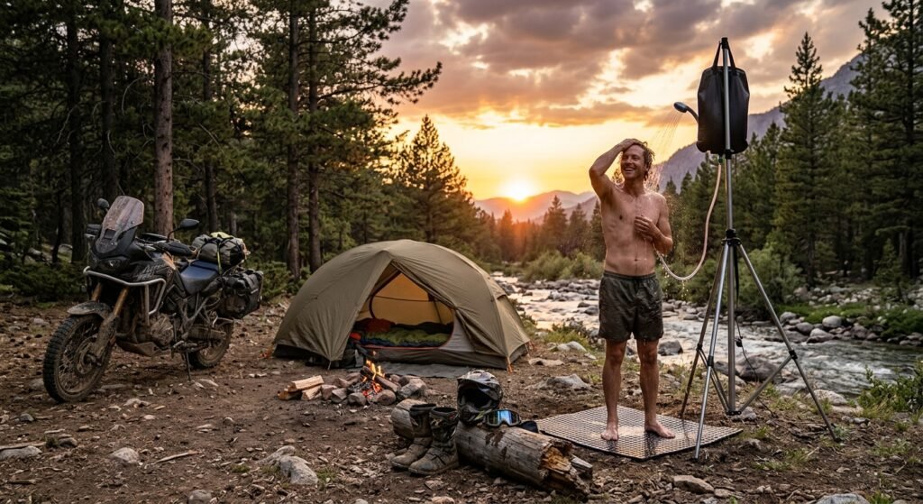 motorcycle camping shower - Illustration 3