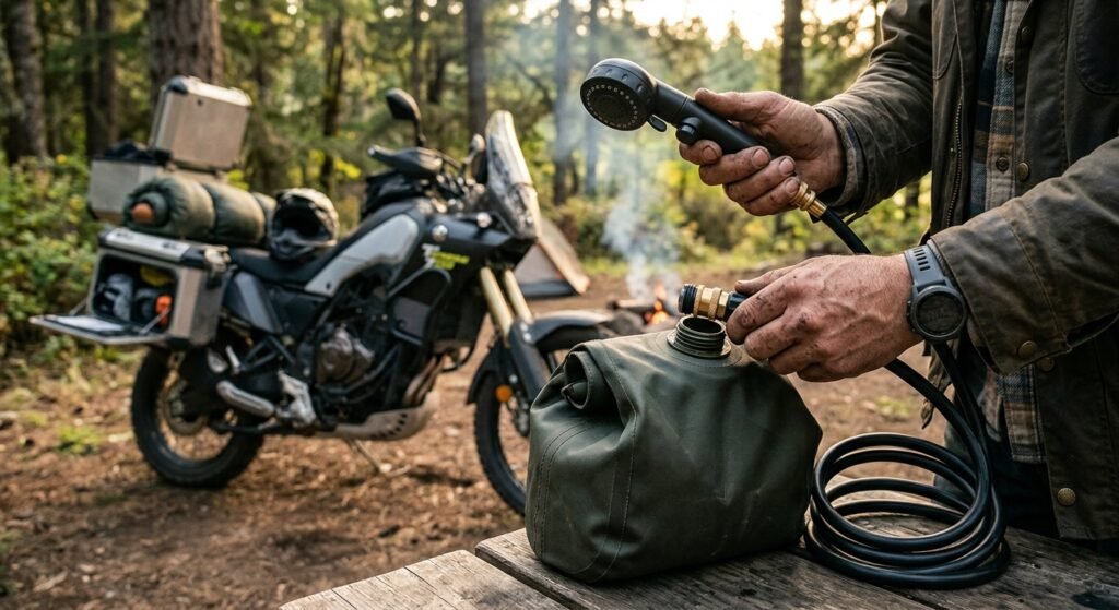 motorcycle camping shower - Illustration 2