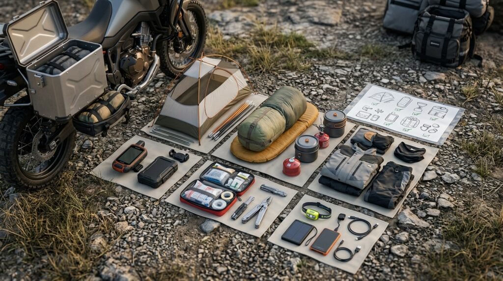 adventure motorcycle camping checklist - Illustration 2