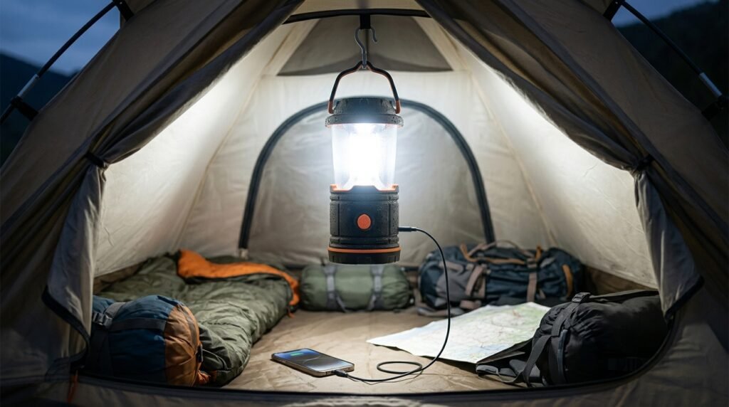 ZMNT Camping Lantern Rechargeable 1000LM, 300H Runtime, 6700mAh, Emergency LED Light for Power Outages, Hiking, Waterproof 2 camping lantern in action