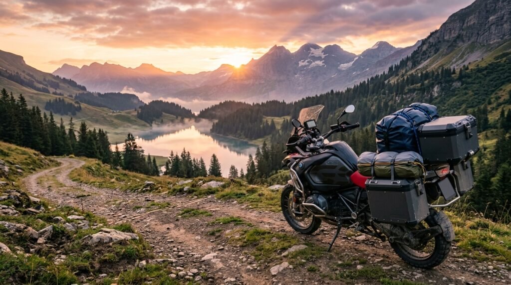 motorcycle camping luggage setup - Illustration 1