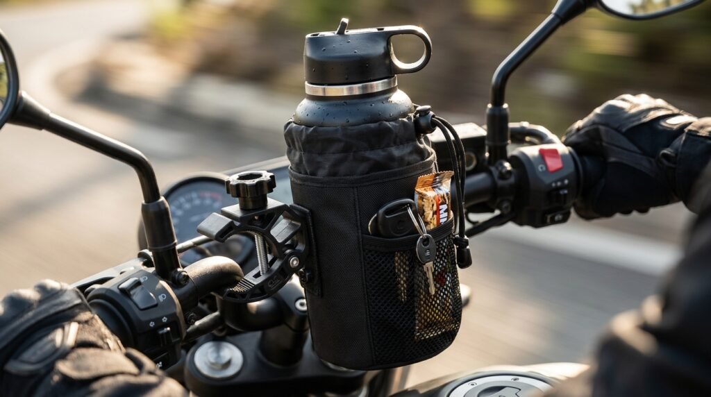 motorcycle cupholder in action
