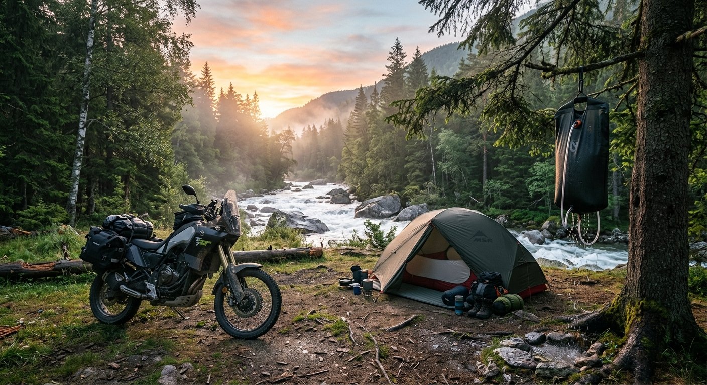 motorcycle camping shower