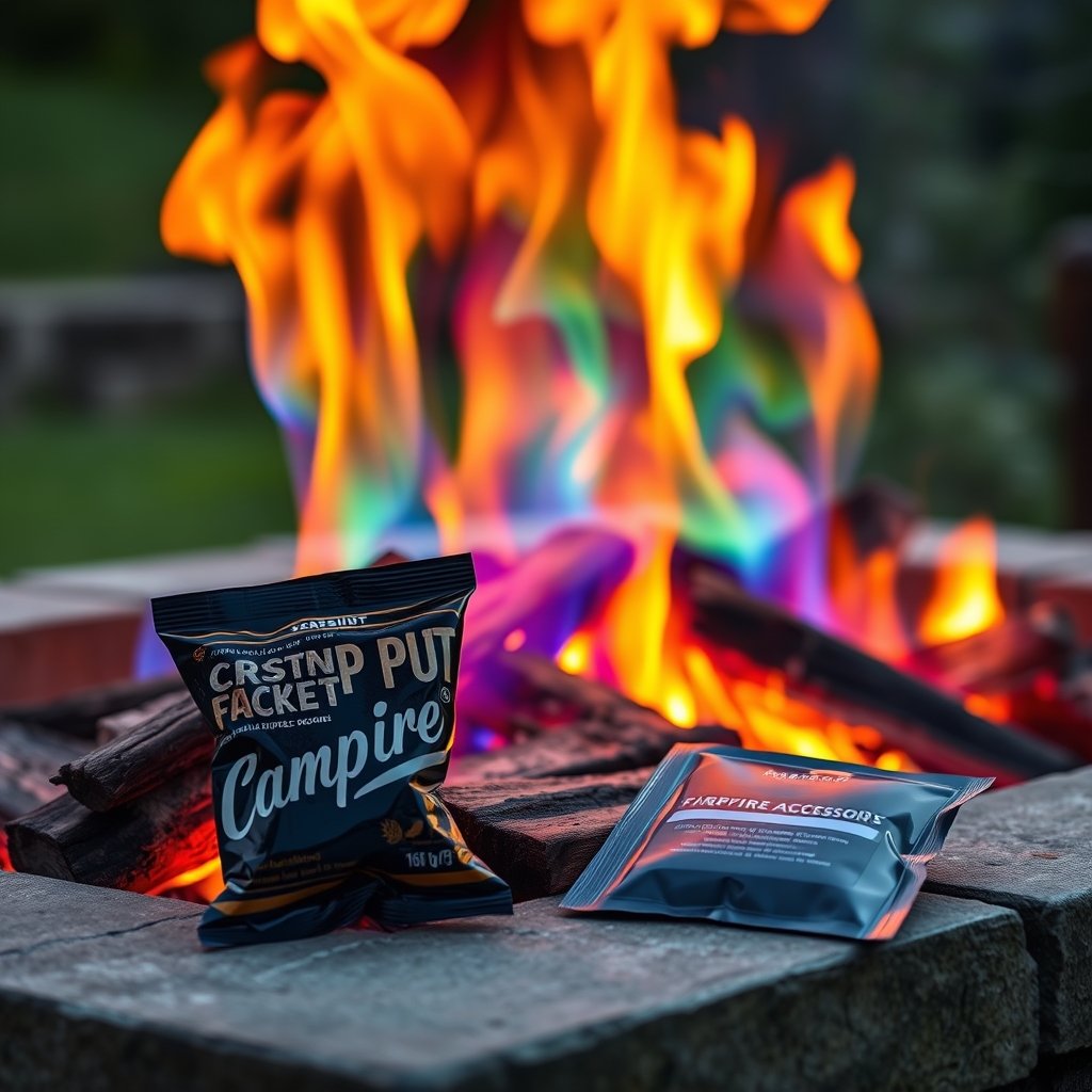 HGD (6 Pack) Magic Fire Color Changing Packets for Fire Pit & Fireplace – Create Mesmerizing Rainbow Flames Outdoors 2 magic fire in action