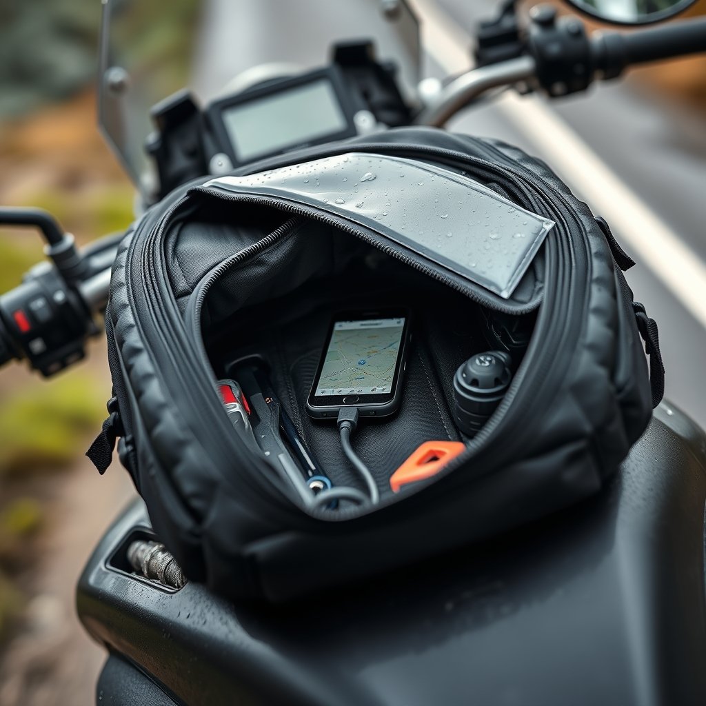 TUSK Olympus Tank Bag Large – 8L Waterproof Motorcycle Luggage With Phone Map Pocket for ADV & Touring 2 tank bag in action